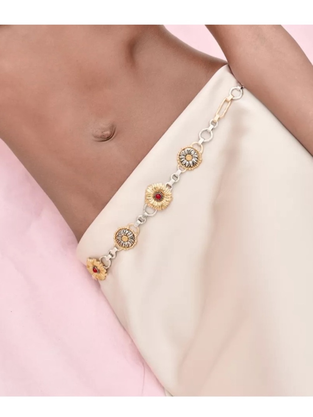 Zara combined flower chain belt